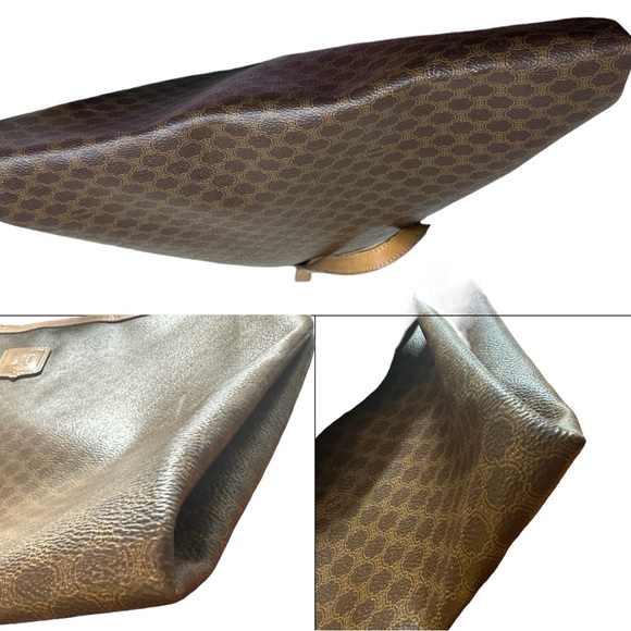 CELINE Vintage Macadam PVC Shoulder Tote Bag Auth/M14 Brown Monogram Two Handles - Picture 9 of 14